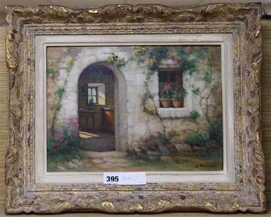 Charles Perron, oil on canvas, Interieur et Exteriuer, signed, 24 x 32cm